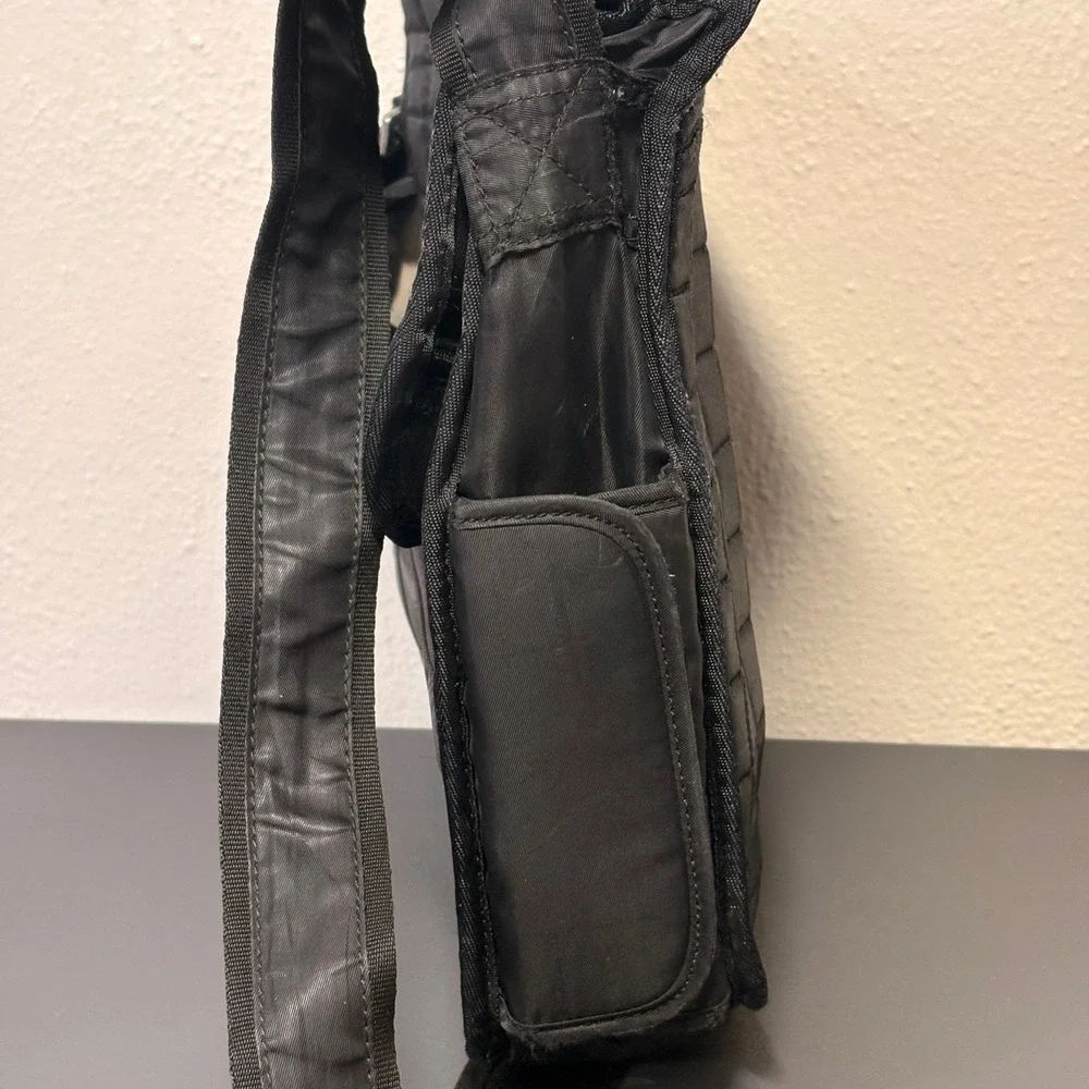 Lug Crossbody Bag Unisex Medium Black Good Quilted Nylon Messenger Travel